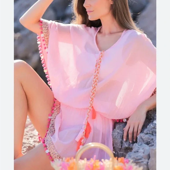 SHIRALEAH PINK DEDE beach COVER-UP - Picture 1 of 9